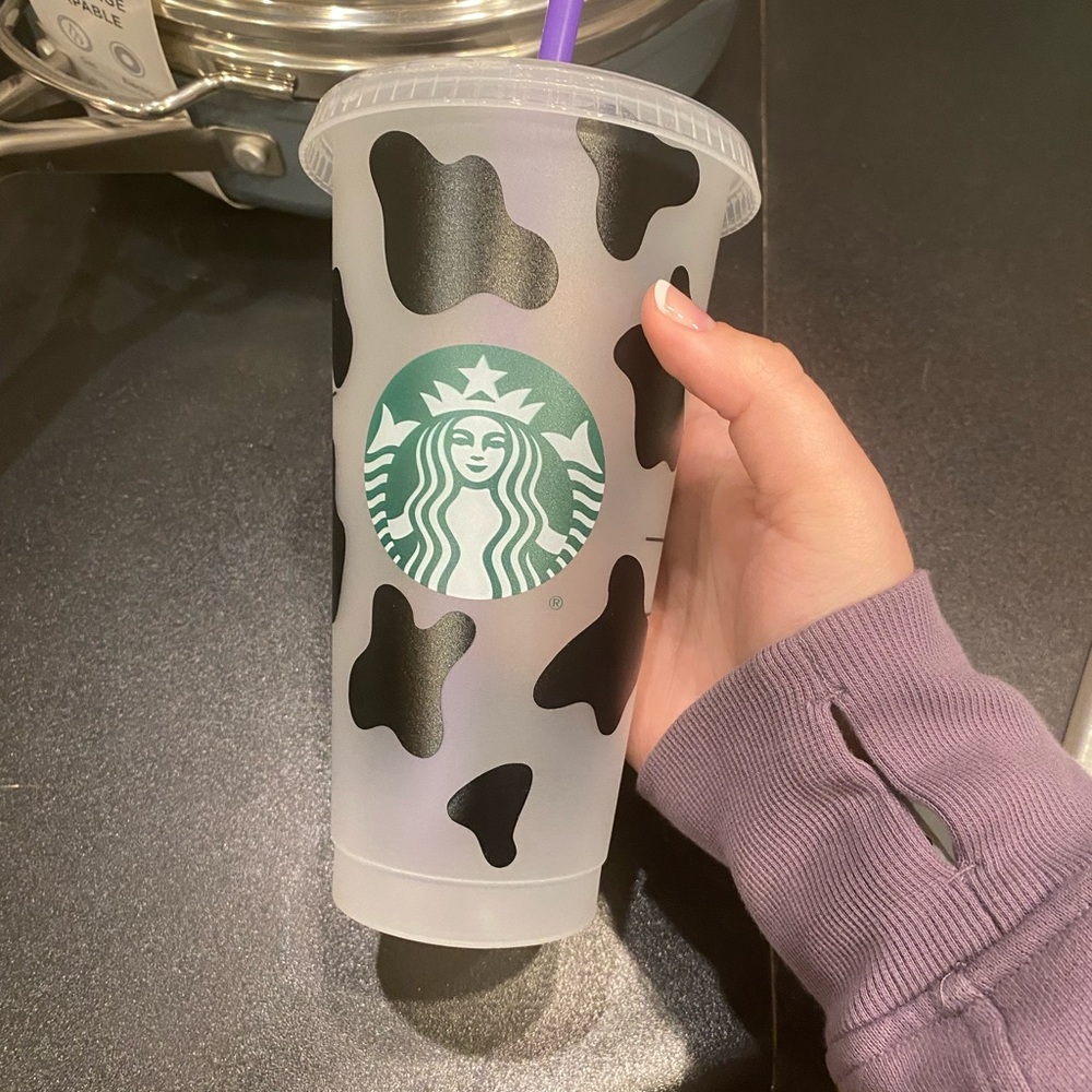 Custom Starbucks cow print cup